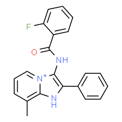 ChemSpider 2D Image | 3-[(2-Fluorobenzoyl)amino]-8-methyl-2-phenyl-1H-imidazo[1,2-a]pyridin-4-ium | C21H17FN3O