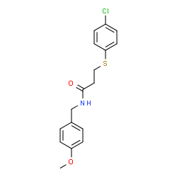 ChemSpider 2D Image | 3-[(4-Chlorophenyl)sulfanyl]-N-(4-methoxybenzyl)propanamide | C17H18ClNO2S