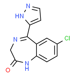 ChemSpider 2D Image | 7-Chloro-5-(1H-pyrazol-5-yl)-1,3-dihydro-2H-1,4-benzodiazepin-2-one | C12H9ClN4O