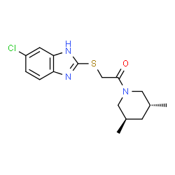 ChemSpider 2D Image | 2-[(6-Chloro-1H-benzimidazol-2-yl)sulfanyl]-1-[(3R,5R)-3,5-dimethyl-1-piperidinyl]ethanone | C16H20ClN3OS