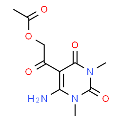 ChemSpider 2D Image | 2-(6-Amino-1,3-dimethyl-2,4-dioxo-1,2,3,4-tetrahydro-5-pyrimidinyl)-2-oxoethyl acetate | C10H13N3O5
