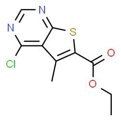 ChemSpider 2D Image | Ethyl 4-chloro-5-methylthieno[2,3-d]pyrimidine-6-carboxylate | C10H9ClN2O2S