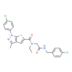 ChemSpider 2D Image | N-{2-[(4-Chlorobenzyl)amino]-2-oxoethyl}-1-(4-chlorophenyl)-N-ethyl-3-methyl-1H-thieno[2,3-c]pyrazole-5-carboxamide | C24H22Cl2N4O2S