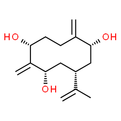ChemSpider 2D Image | (1R,3S,5S,7R)-5-Isopropenyl-2,8-bis(methylene)-1,3,7-cyclodecanetriol | C15H24O3