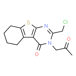 ChemSpider 2D Image | 2-(Chloromethyl)-3-(2-oxopropyl)-5,6,7,8-tetrahydro[1]benzothieno[2,3-d]pyrimidin-4(3H)-one | C14H15ClN2O2S