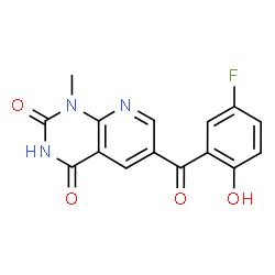 ChemSpider 2D Image | 6-(5-Fluoro-2-hydroxybenzoyl)-1-methylpyrido[2,3-d]pyrimidine-2,4(1H,3H)-dione | C15H10FN3O4