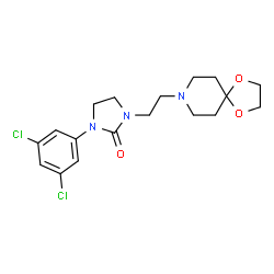 ChemSpider 2D Image | 1-(3,5-Dichlorophenyl)-3-[2-(1,4-dioxa-8-azaspiro[4.5]dec-8-yl)ethyl]-2-imidazolidinone | C18H23Cl2N3O3