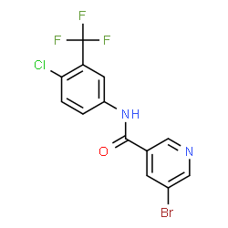 ChemSpider 2D Image | 5-Bromo-N-[4-chloro-3-(trifluoromethyl)phenyl]nicotinamide | C13H7BrClF3N2O