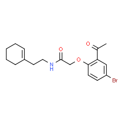 ChemSpider 2D Image | 2-(2-Acetyl-4-bromophenoxy)-N-[2-(1-cyclohexen-1-yl)ethyl]acetamide | C18H22BrNO3
