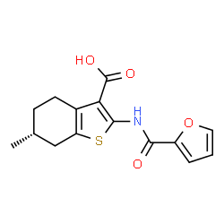 ChemSpider 2D Image | (6R)-2-(2-Furoylamino)-6-methyl-4,5,6,7-tetrahydro-1-benzothiophene-3-carboxylic acid | C15H15NO4S