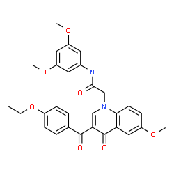 ChemSpider 2D Image | N-(3,5-Dimethoxyphenyl)-2-[3-(4-ethoxybenzoyl)-6-methoxy-4-oxo-1(4H)-quinolinyl]acetamide | C29H28N2O7