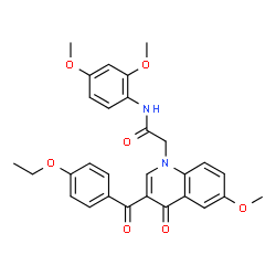 ChemSpider 2D Image | N-(2,4-Dimethoxyphenyl)-2-[3-(4-ethoxybenzoyl)-6-methoxy-4-oxo-1(4H)-quinolinyl]acetamide | C29H28N2O7