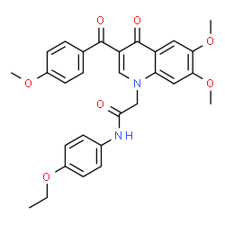 ChemSpider 2D Image | 2-[6,7-Dimethoxy-3-(4-methoxybenzoyl)-4-oxo-1(4H)-quinolinyl]-N-(4-ethoxyphenyl)acetamide | C29H28N2O7