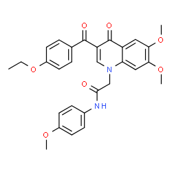 ChemSpider 2D Image | 2-[3-(4-Ethoxybenzoyl)-6,7-dimethoxy-4-oxo-1(4H)-quinolinyl]-N-(4-methoxyphenyl)acetamide | C29H28N2O7