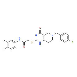 ChemSpider 2D Image | N-(3,4-Dimethylphenyl)-2-{[6-(4-fluorobenzyl)-4-oxo-1,4,5,6,7,8-hexahydropyrido[4,3-d]pyrimidin-2-yl]sulfanyl}acetamide | C24H25FN4O2S