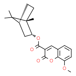ChemSpider 2D Image | (1S,2R,4R)-1,7,7-Trimethylbicyclo[2.2.1]hept-2-yl 8-methoxy-2-oxo-2H-chromene-3-carboxylate | C21H24O5