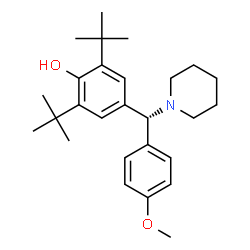 ChemSpider 2D Image | 4-[(R)-(4-Methoxyphenyl)(1-piperidinyl)methyl]-2,6-bis(2-methyl-2-propanyl)phenol | C27H39NO2
