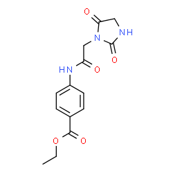ChemSpider 2D Image | Ethyl 4-{[(2,5-dioxo-1-imidazolidinyl)acetyl]amino}benzoate | C14H15N3O5