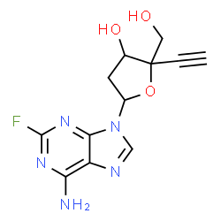 ChemSpider 2D Image | 5-(6-amino-2-fluoro-purin-9-yl)-2-ethynyl-2-(hydroxymethyl)tetrahydrofuran-3-ol | C12H12FN5O3