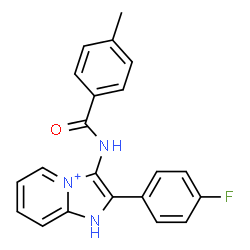 ChemSpider 2D Image | 2-(4-Fluorophenyl)-3-[(4-methylbenzoyl)amino]-1H-imidazo[1,2-a]pyridin-4-ium | C21H17FN3O