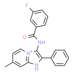 ChemSpider 2D Image | 3-[(3-Fluorobenzoyl)amino]-7-methyl-2-phenyl-1H-imidazo[1,2-a]pyridin-4-ium | C21H17FN3O