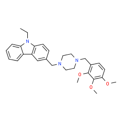 ChemSpider 2D Image | 9-Ethyl-3-[4-(2,3,4-trimethoxy-benzyl)-piperazin-1-ylmethyl]-9H-carbazole | C29H35N3O3