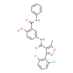 ChemSpider 2D Image | 3-(2,6-Dichlorophenyl)-N-[4-methoxy-3-(phenylcarbamoyl)phenyl]-5-methyl-1,2-oxazole-4-carboxamide | C25H19Cl2N3O4
