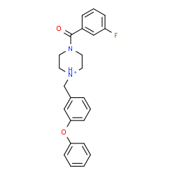ChemSpider 2D Image | 4-(3-Fluorobenzoyl)-1-(3-phenoxybenzyl)piperazin-1-ium | C24H24FN2O2