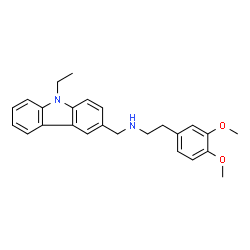 ChemSpider 2D Image | [2-(3,4-dimethoxyphenyl)ethyl][(9-ethylcarbazol-3-yl)methyl]amine | C25H28N2O2