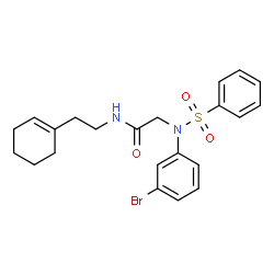 ChemSpider 2D Image | N~2~-(3-Bromophenyl)-N-[2-(1-cyclohexen-1-yl)ethyl]-N~2~-(phenylsulfonyl)glycinamide | C22H25BrN2O3S