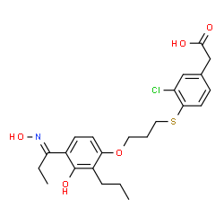 ChemSpider 2D Image | {3-Chloro-4-[(3-{3-hydroxy-4-[(1E)-N-hydroxypropanimidoyl]-2-propylphenoxy}propyl)sulfanyl]phenyl}acetic acid | C23H28ClNO5S