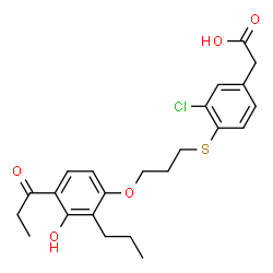 ChemSpider 2D Image | (3-chloro-4-{[3-(3-hydroxy-4-propanoyl-2-propylphenoxy)propyl]sulfanyl}phenyl)acetic acid | C23H27ClO5S