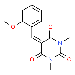 ChemSpider 2D Image | 5-(2-Methoxybenzylidene)-1,3-dimethyl-2,4,6(1H,3H,5H)-pyrimidinetrione | C14H14N2O4