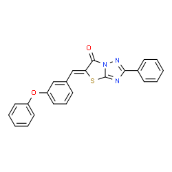 ChemSpider 2D Image | (5Z)-5-(3-Phenoxybenzylidene)-2-phenyl[1,3]thiazolo[3,2-b][1,2,4]triazol-6(5H)-one | C23H15N3O2S