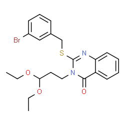 ChemSpider 2D Image | 2-[(3-Bromobenzyl)sulfanyl]-3-(3,3-diethoxypropyl)-4(3H)-quinazolinone | C22H25BrN2O3S