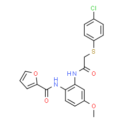 ChemSpider 2D Image | N-[2-({[(4-Chlorophenyl)sulfanyl]acetyl}amino)-4-methoxyphenyl]-2-furamide | C20H17ClN2O4S