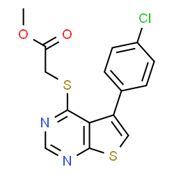 ChemSpider 2D Image | Methyl {[5-(4-chlorophenyl)thieno[2,3-d]pyrimidin-4-yl]sulfanyl}acetate | C15H11ClN2O2S2