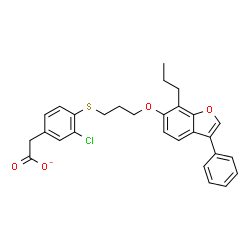 ChemSpider 2D Image | [3-Chloro-4-({3-[(3-phenyl-7-propyl-1-benzofuran-6-yl)oxy]propyl}sulfanyl)phenyl]acetate | C28H26ClO4S