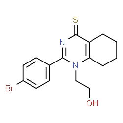 ChemSpider 2D Image | 2-(4-Bromophenyl)-1-(2-hydroxyethyl)-5,6,7,8-tetrahydro-4(1H)-quinazolinethione | C16H17BrN2OS