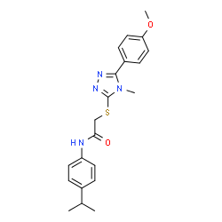 ChemSpider 2D Image | N-(4-Isopropylphenyl)-2-{[5-(4-methoxyphenyl)-4-methyl-4H-1,2,4-triazol-3-yl]sulfanyl}acetamide | C21H24N4O2S