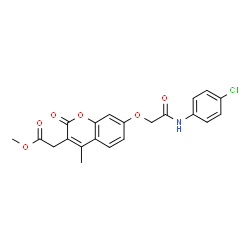ChemSpider 2D Image | Methyl (7-{2-[(4-chlorophenyl)amino]-2-oxoethoxy}-4-methyl-2-oxo-2H-chromen-3-yl)acetate | C21H18ClNO6