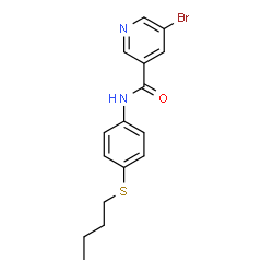 ChemSpider 2D Image | 5-Bromo-N-[4-(butylsulfanyl)phenyl]nicotinamide | C16H17BrN2OS