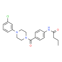 ChemSpider 2D Image | N-(4-{[4-(3-Chlorophenyl)-1-piperazinyl]carbonyl}phenyl)butanamide | C21H24ClN3O2