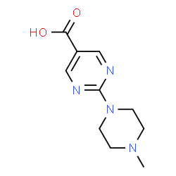 ChemSpider 2D Image | 2-(4-Methyl-1-piperazinyl)-5-pyrimidinecarboxylic acid | C10H14N4O2