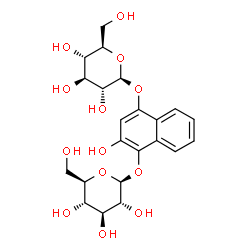 ChemSpider 2D Image | 4-(beta-D-Glucopyranosyloxy)-2-hydroxy-1-naphthyl beta-D-glucopyranoside | C22H28O13
