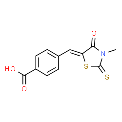 ChemSpider 2D Image | 4-[(Z)-(3-Methyl-4-oxo-2-thioxo-1,3-thiazolidin-5-ylidene)methyl]benzoic acid | C12H9NO3S2