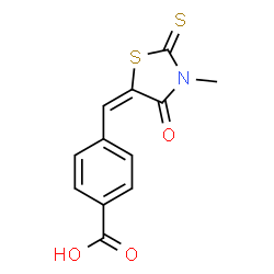 ChemSpider 2D Image | 4-[(E)-(3-Methyl-4-oxo-2-thioxo-1,3-thiazolidin-5-ylidene)methyl]benzoic acid | C12H9NO3S2