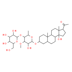 ChemSpider 2D Image | 14-Hydroxy-20-oxopregnan-3-yl 6-deoxy-4-O-hexopyranosyl-3-O-methylhexopyranoside | C34H56O12
