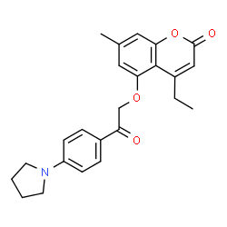 ChemSpider 2D Image | 4-Ethyl-7-methyl-5-{2-oxo-2-[4-(1-pyrrolidinyl)phenyl]ethoxy}-2H-chromen-2-one | C24H25NO4