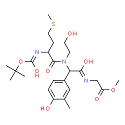 ChemSpider 2D Image | Methyl N-{[(2-hydroxyethyl)(N-{[(2-methyl-2-propanyl)oxy]carbonyl}methionyl)amino](4-hydroxy-3-methylphenyl)acetyl}glycinate | C24H37N3O8S